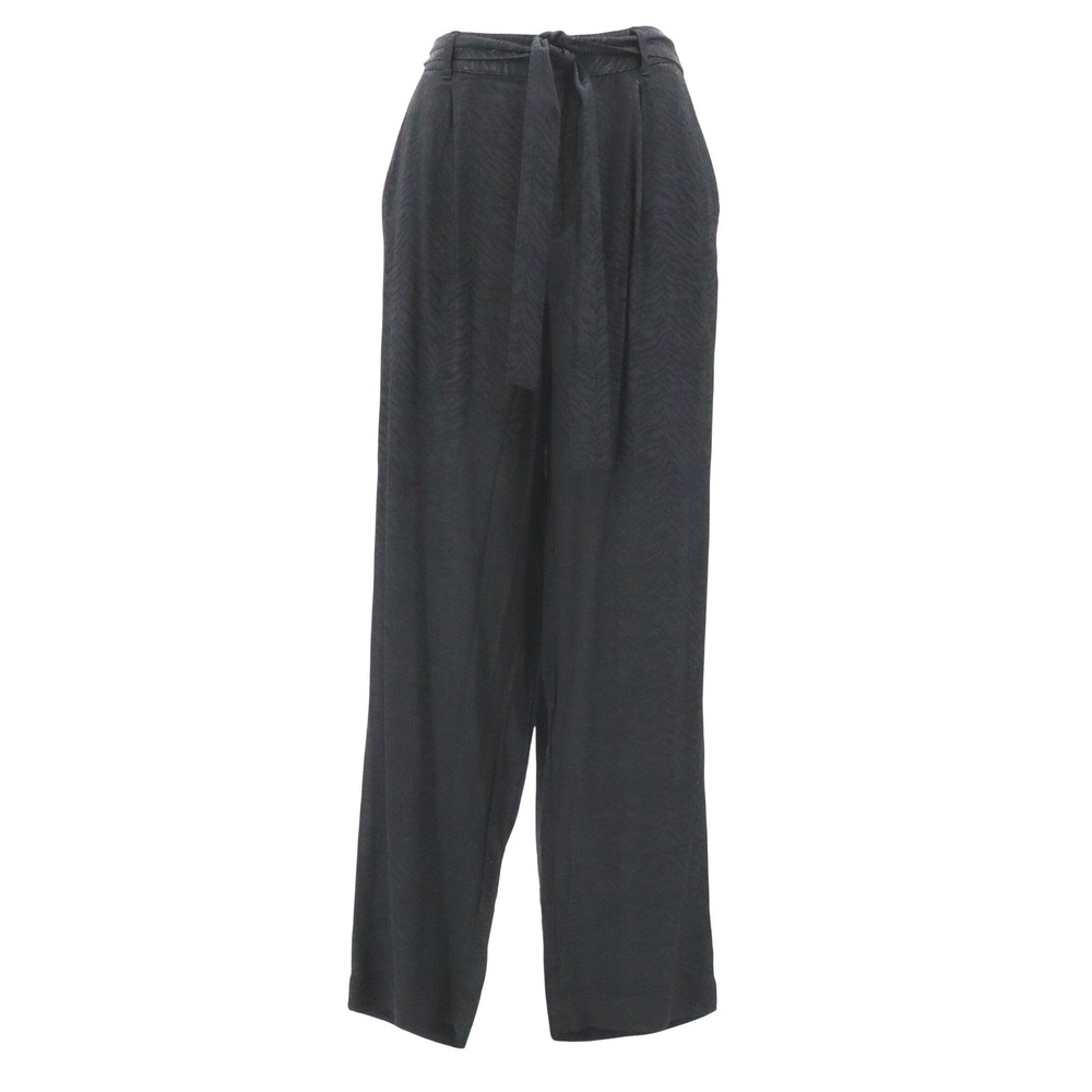 Sundays Black Textured Animal Print Ankle Trousers 2 Belted Pants - Picture 2 of 8